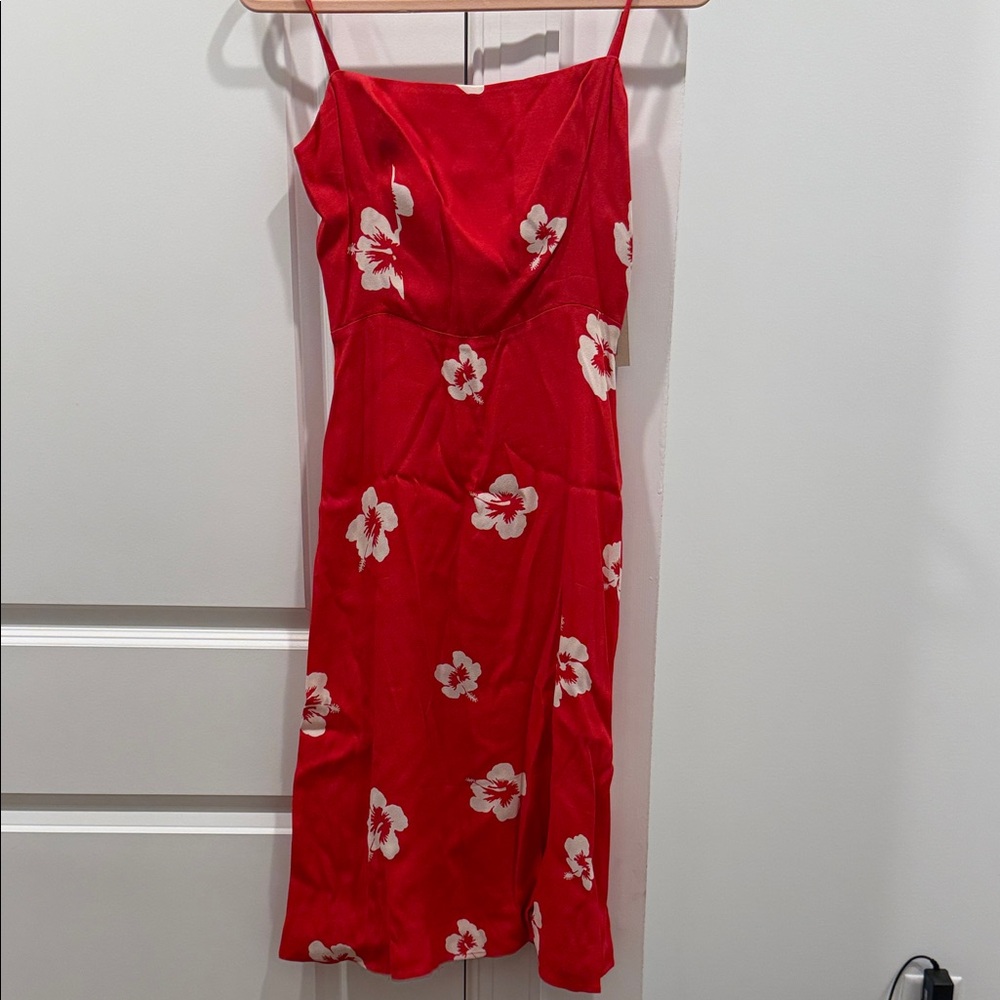 Reformation Red Floral Midi Dress